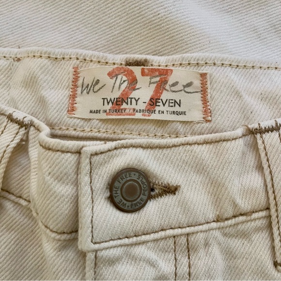 Free People We The Free NWT Cream Bootcut Raw Hem Denim Pants - Picture 6 of 11